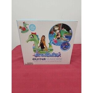 PoolCandy Glitter Seahorse Jumbo 48” Pool Tube Float W Floating Drink Holder NEW